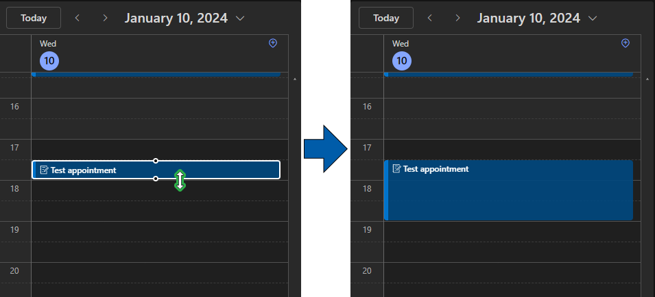 Outlook Calender pull to extend appointment.png